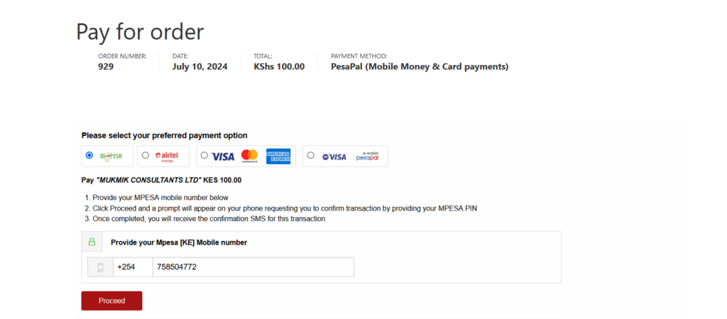 Proceed with the Payment